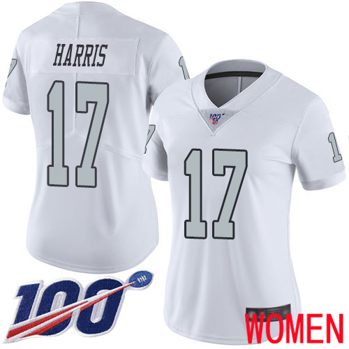 Oakland Raiders Limited White Women Dwayne Harris Jersey NFL Football #17 100th Season Rush Vapor Jersey->youth nfl jersey->Youth Jersey